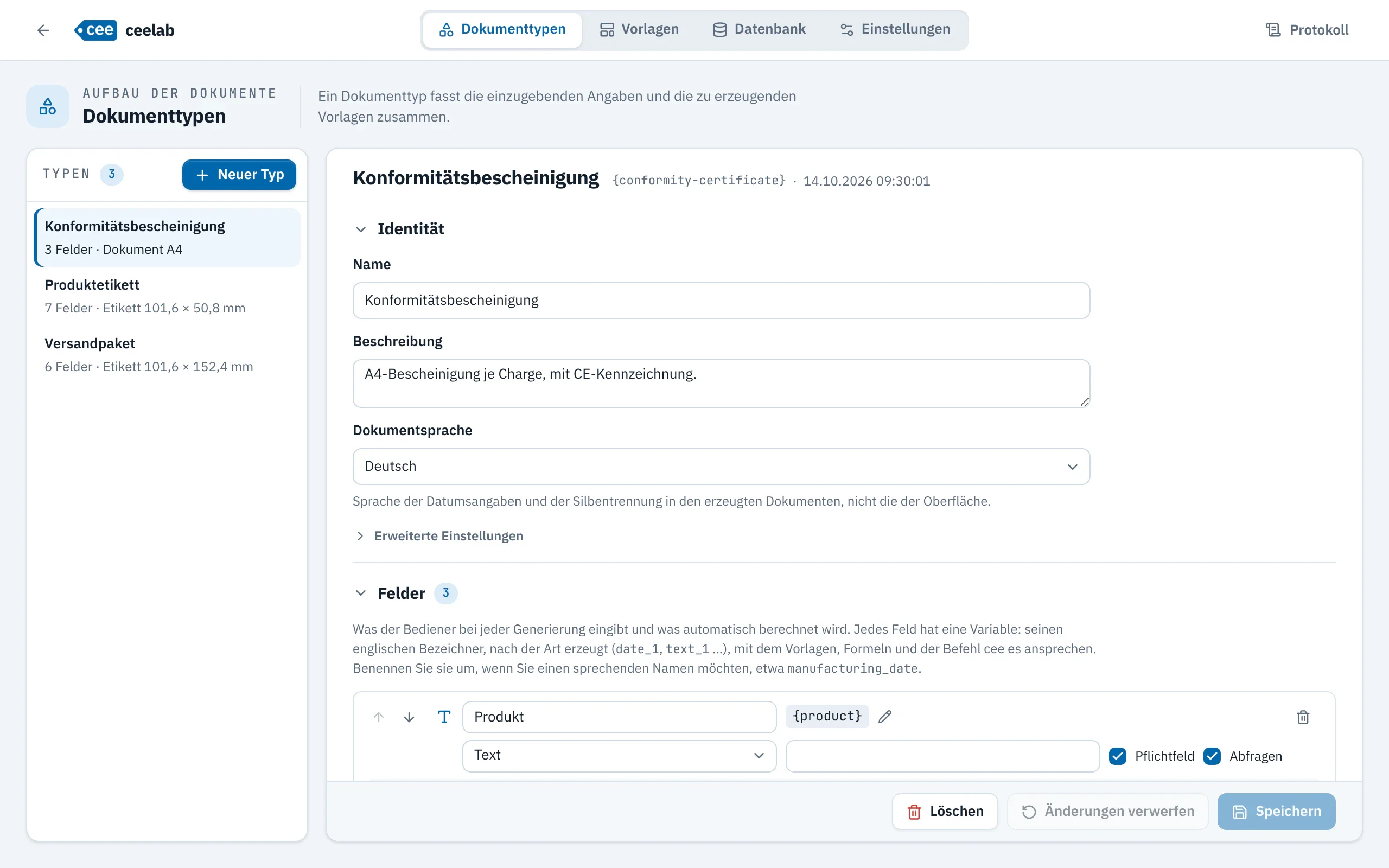 Entsperrbildschirm der Verwaltung, durch ein Passwort geschützt.