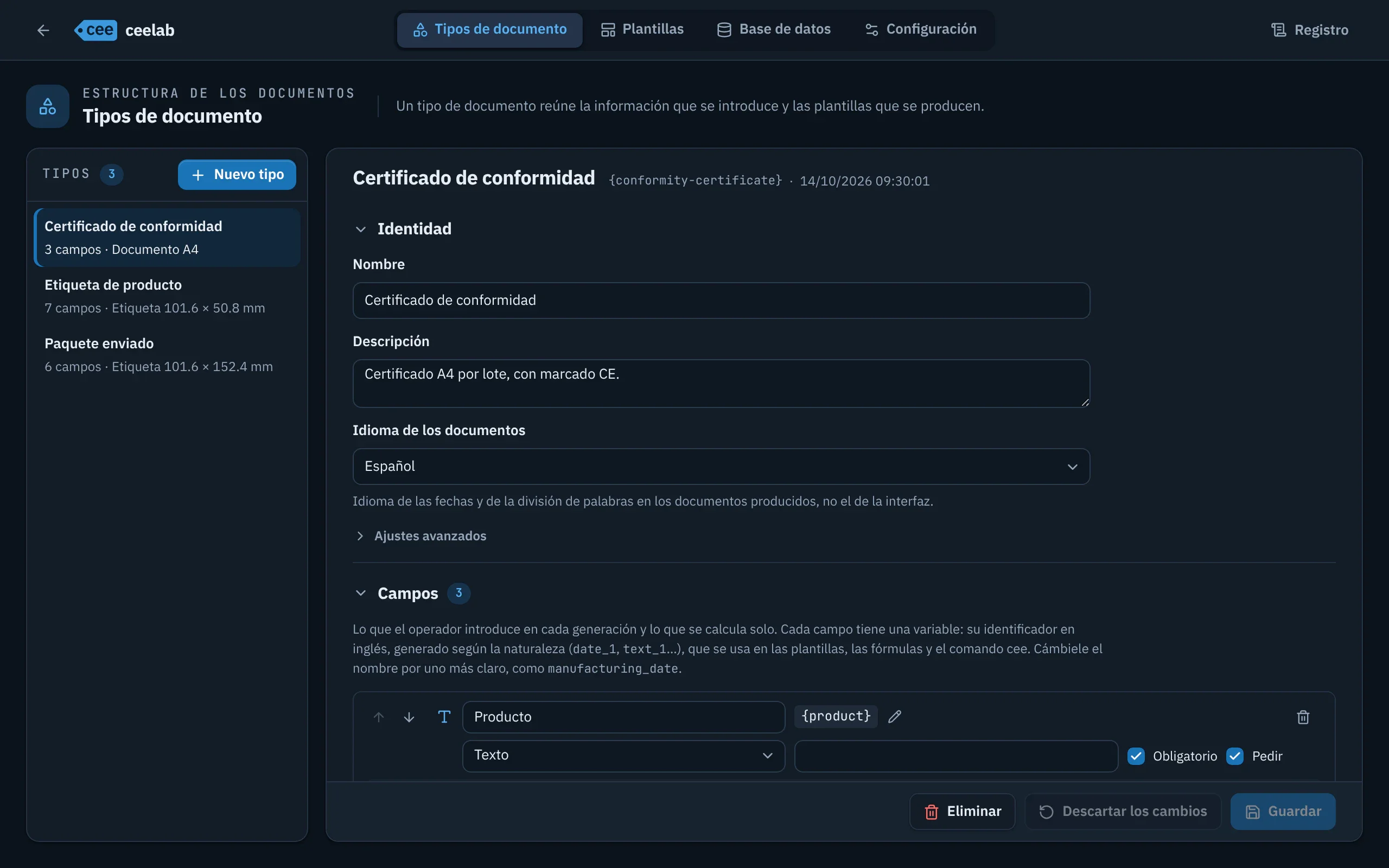 Pantalla de desbloqueo de la administración, protegida por contraseña.